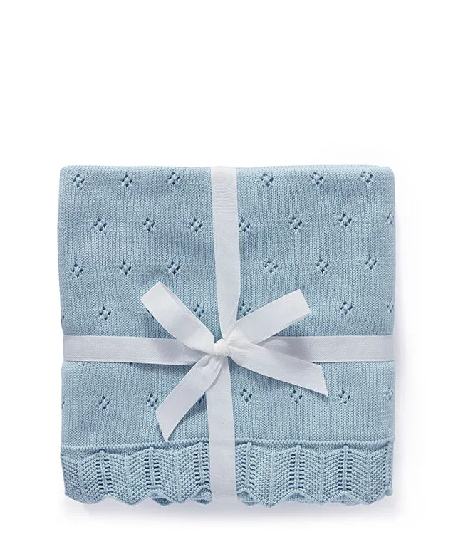 Pointelle Baby Blanket - Baby Blue