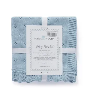 Pointelle Baby Blanket - Baby Blue