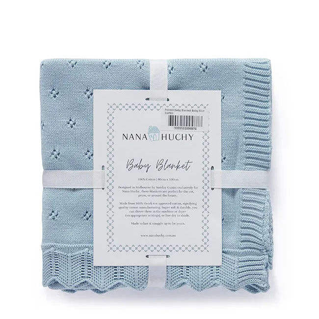 Pointelle Baby Blanket - Baby Blue