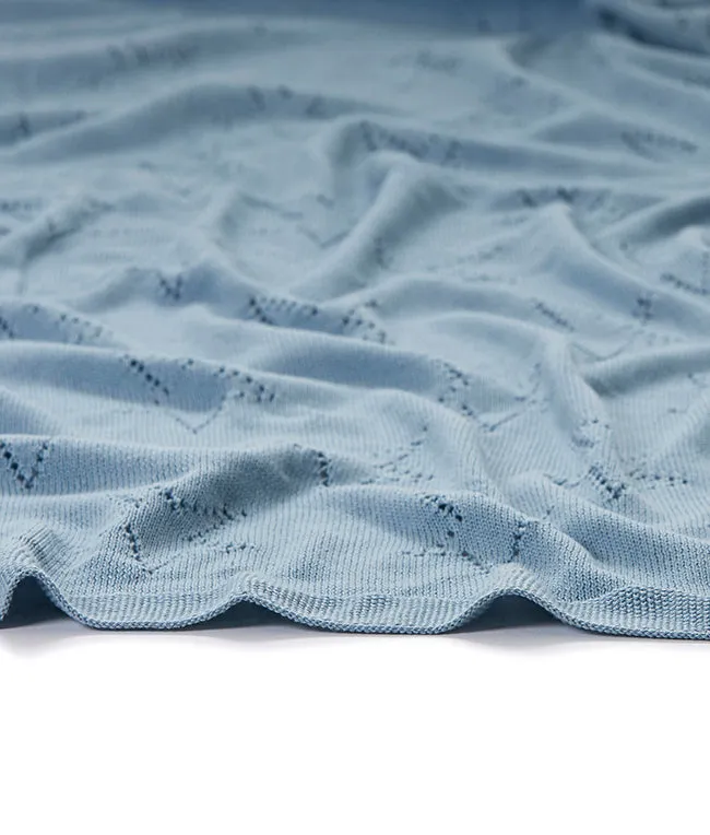 Pointelle Baby Blanket - Baby Blue