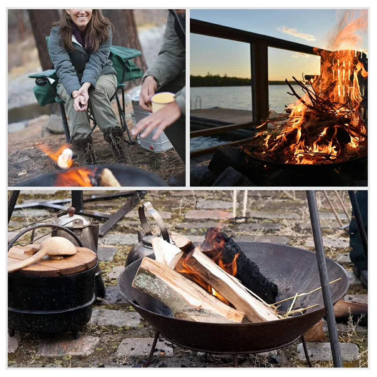 Portable Hanging Campfire Swing Grill Stand with Dutch Oven Lid Lifter & Hooks For Outdoor Cooking