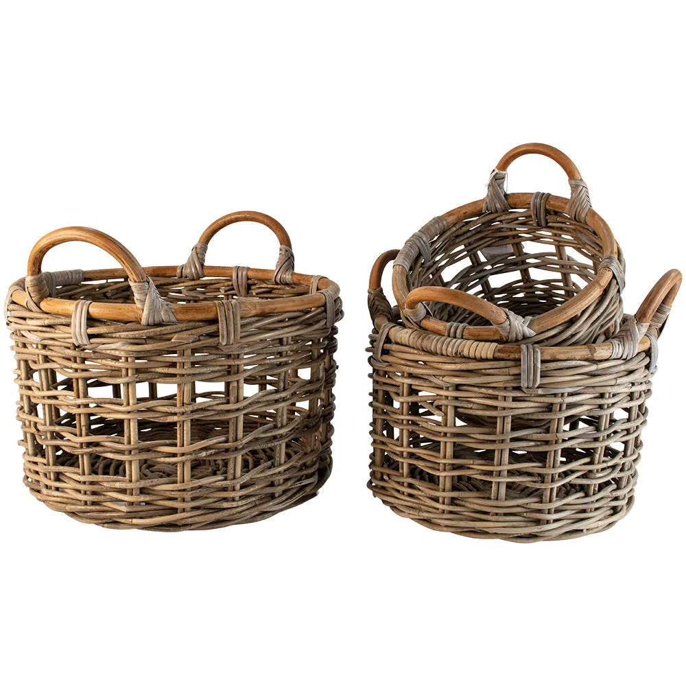 Round Kubu Rattan Storage Basket - Dia 34cm