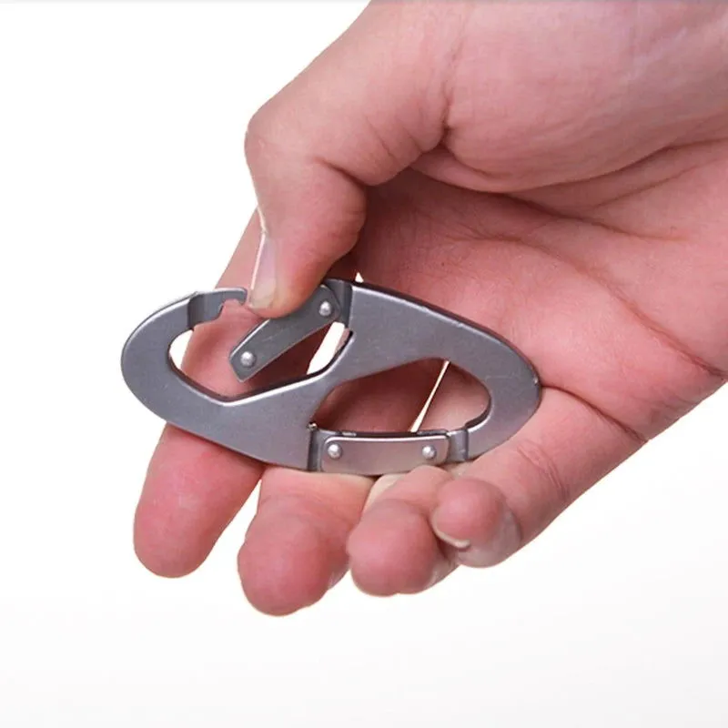Shape 8 Carabiner Steel Multi Function Multi Tool Locking Carabiners Climbing EDC Keychain Key Double Carabiner