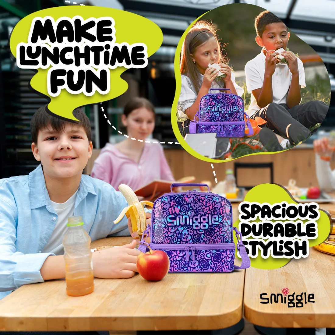 Smiggle Vivid Hardtop Lunchbox(Bag) Lilac, 3Y 