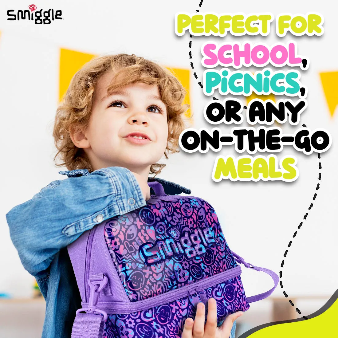 Smiggle Vivid Hardtop Lunchbox(Bag) Lilac, 3Y 