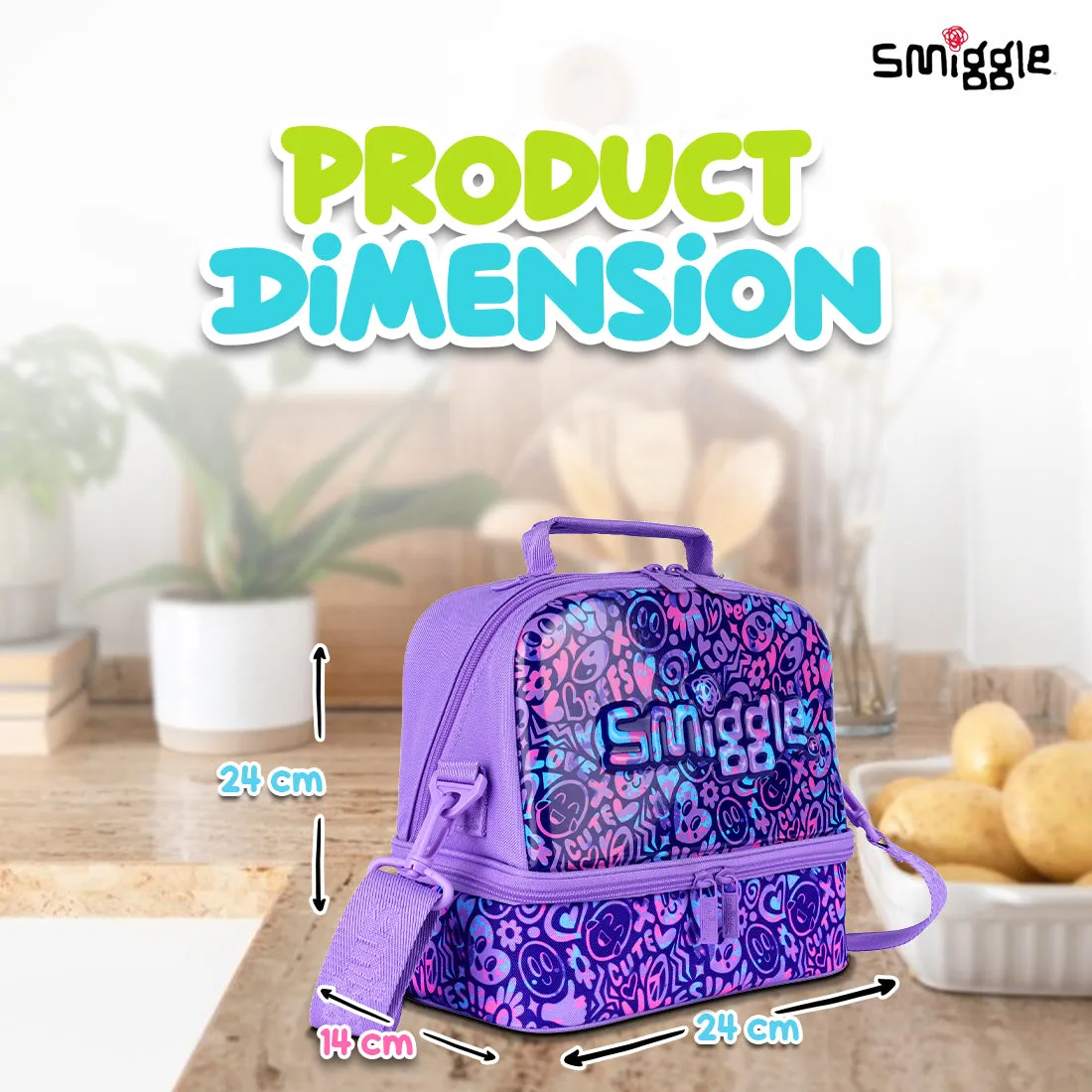Smiggle Vivid Hardtop Lunchbox(Bag) Lilac, 3Y 