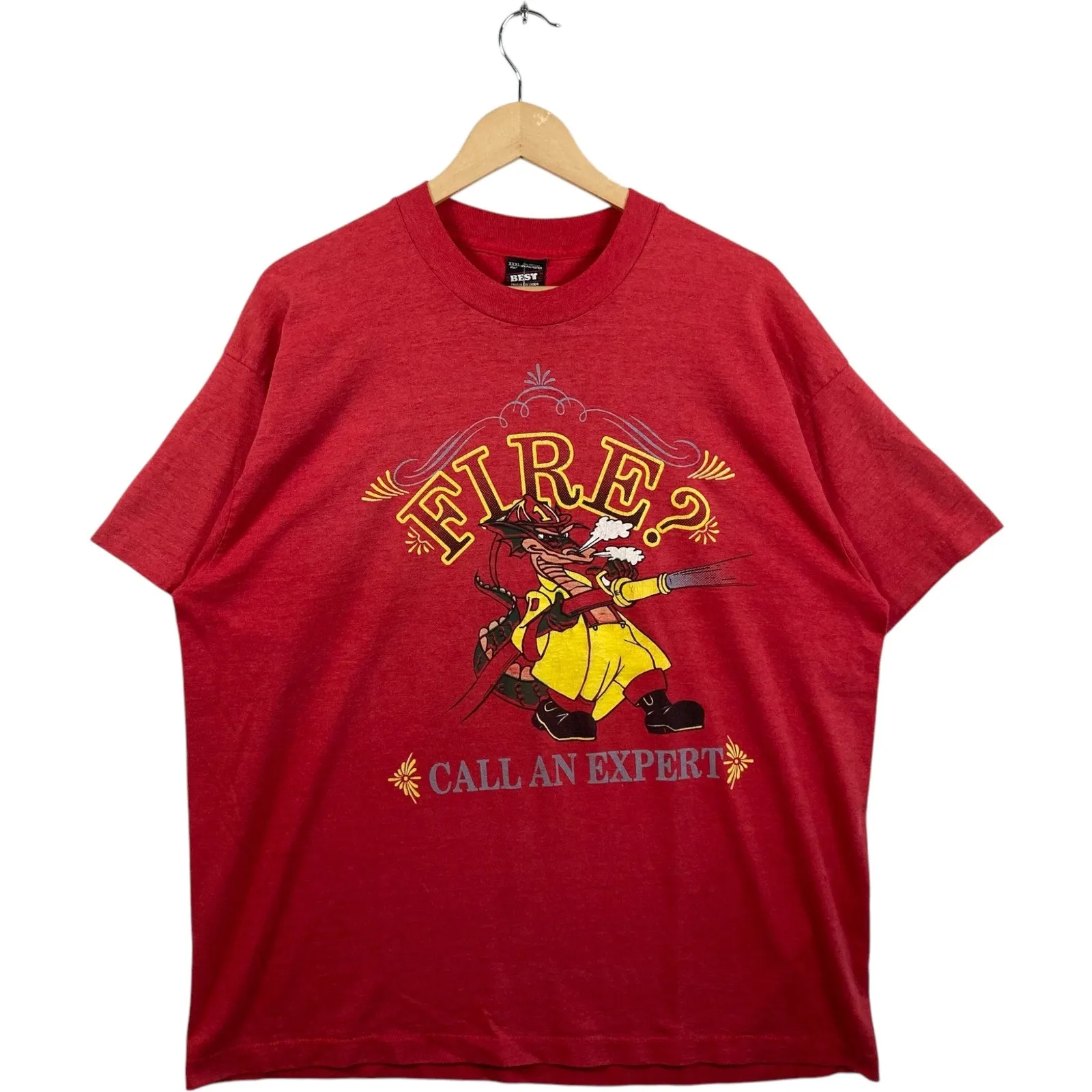 Vintage "Fire? Call An Expert!" Firefighter Dragon Tee
