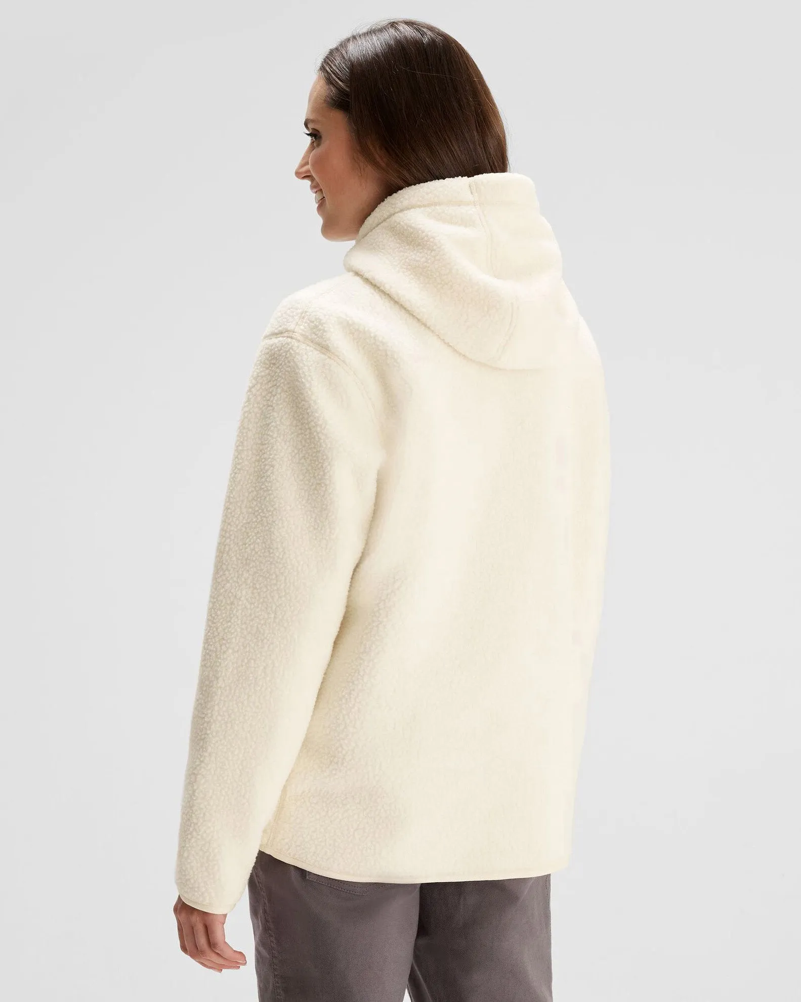 Women's Co-Z High Pile Hooded Pullover  - Natural