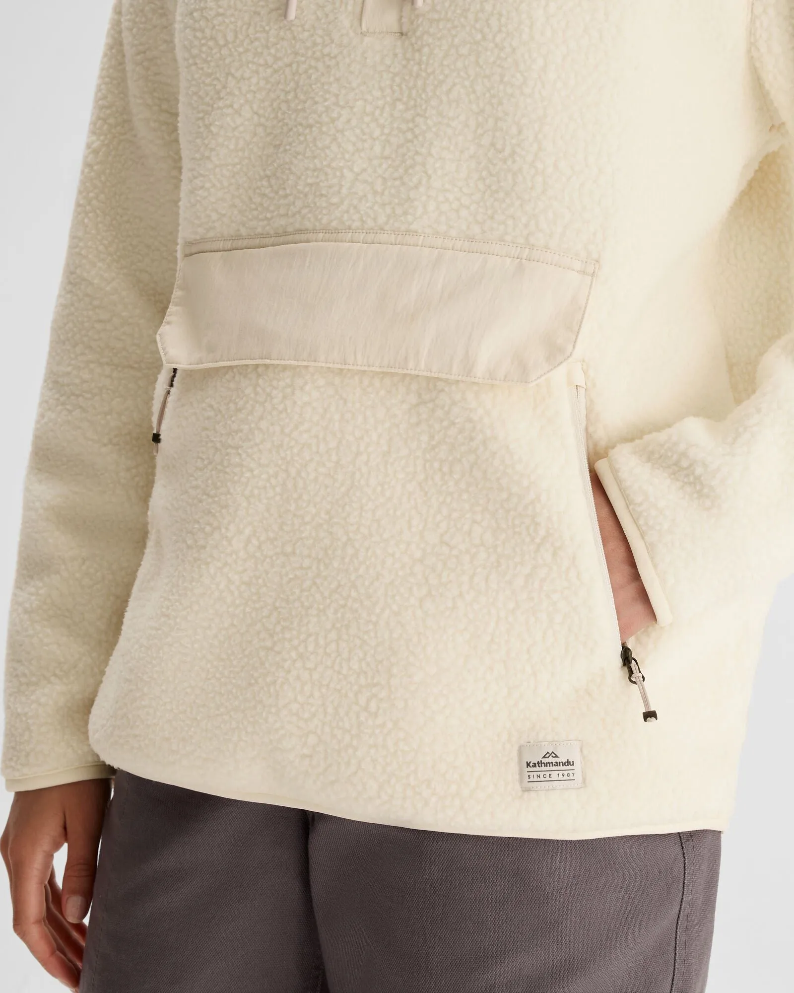 Women's Co-Z High Pile Hooded Pullover  - Natural