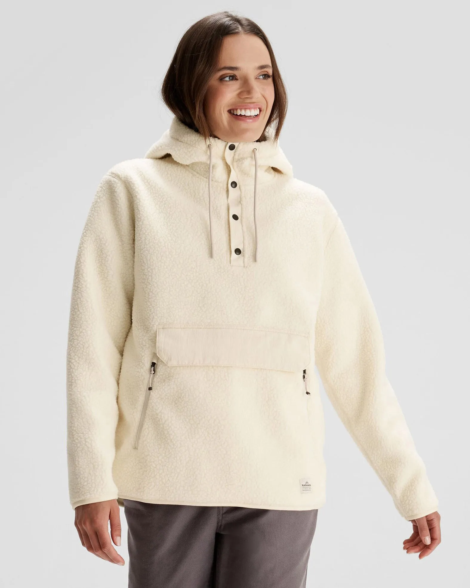 Women's Co-Z High Pile Hooded Pullover  - Natural