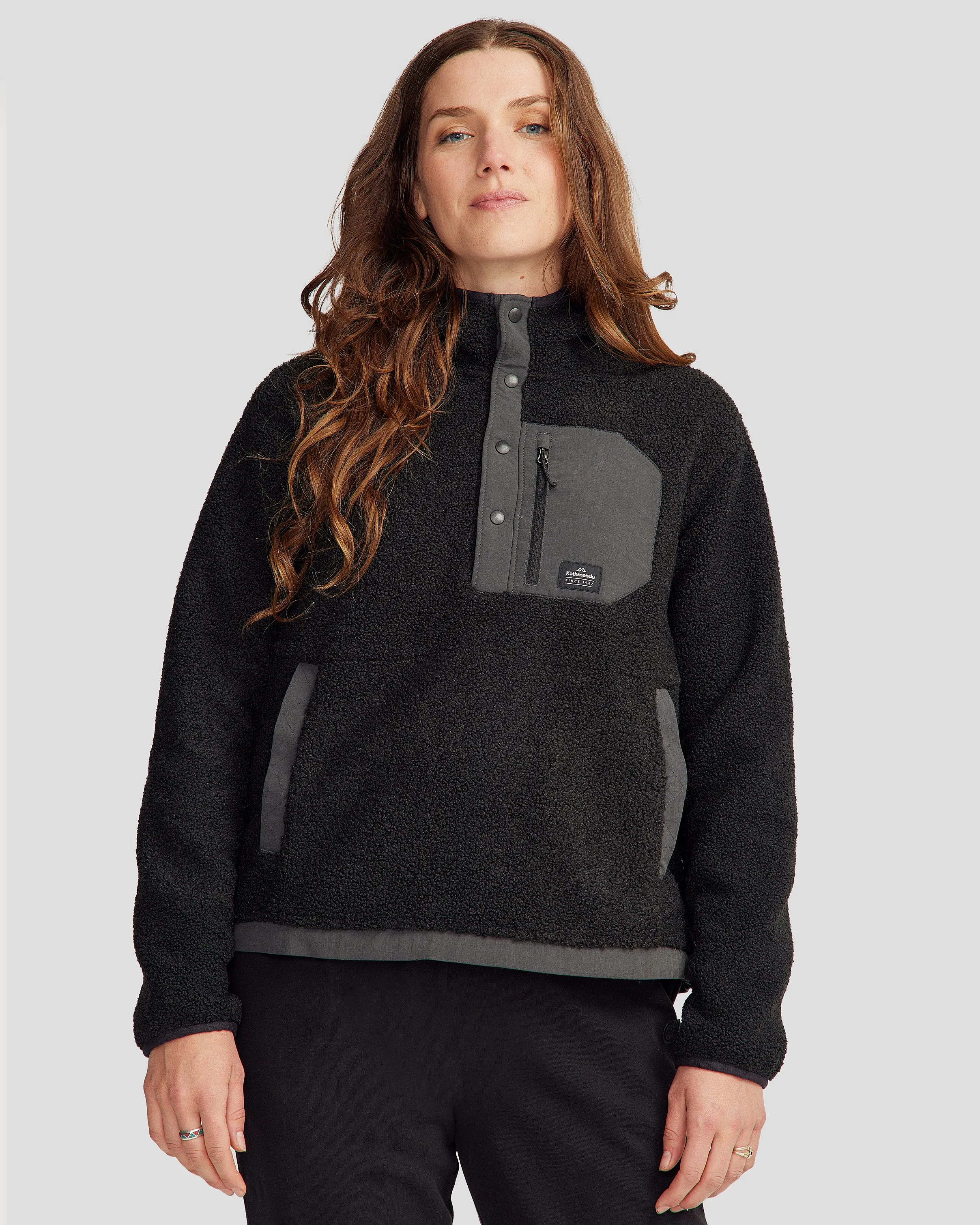 Women's Co-Z High Pile Hooded Pullover v2 - Black Stingray