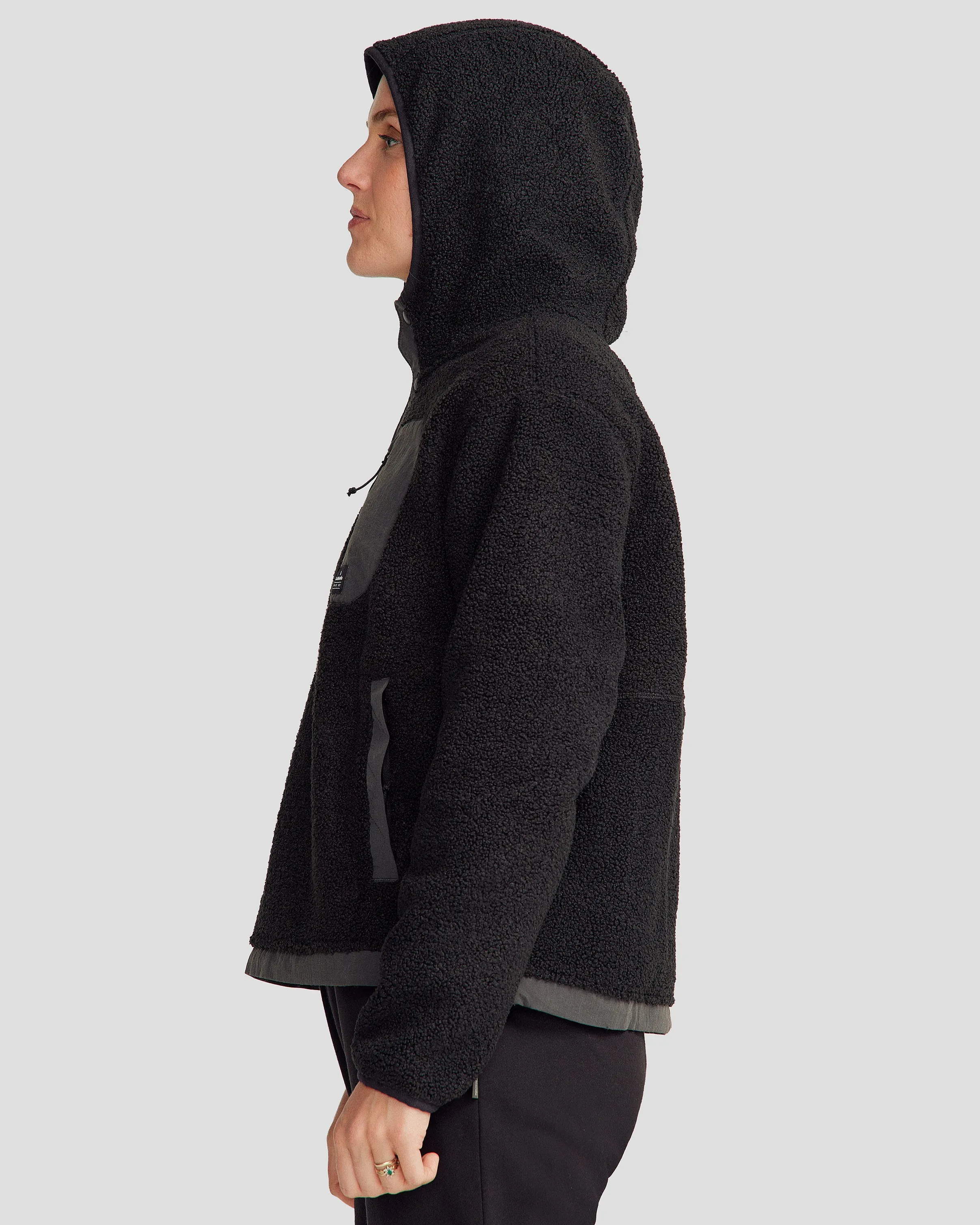Women's Co-Z High Pile Hooded Pullover v2 - Black Stingray